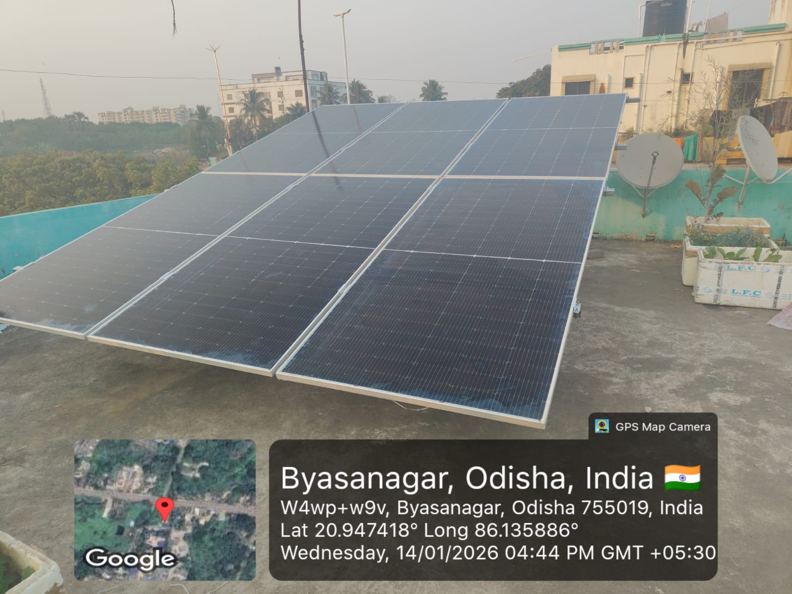 Rooftop solar panels installed in Byasanagar, Odisha